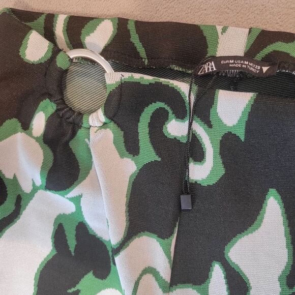 ZARA Black Green Pants Size Medium Flare - Picture 3 of 9